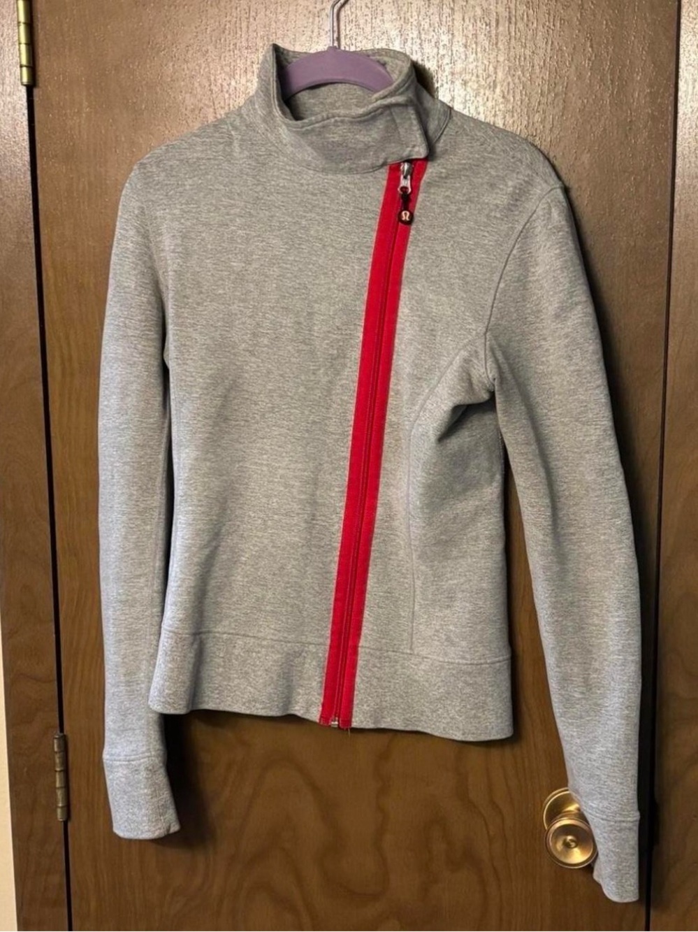 Lululemon Zip-Up Grey Jacket with Velcro Neckline